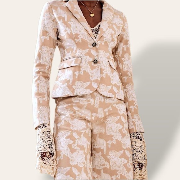 House of Aama NWT cherubs jacket in tan / gold colorway runway item womens 2 - Picture 5 of 13